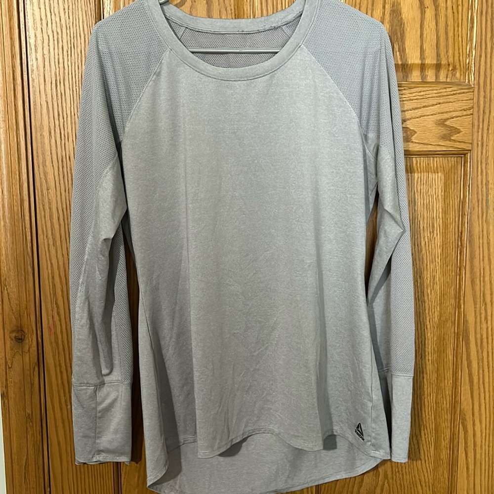 Grey Reebox long sleeve workout top. Size M. Mesh top.